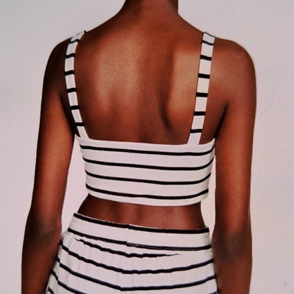 BB Dakota Striped Tie Knit Front Crop Top M NEW - Picture 2 of 8